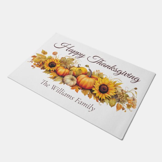 Happy Thanksgiving Pompoenen Custom Herfst Deurmat (Schuin)