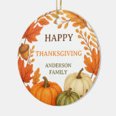 Happy Thanksgiving pompoenen herfst bladeren Keramisch Ornament (Links)