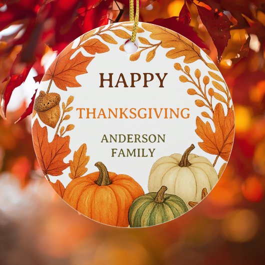 Happy Thanksgiving pompoenen herfst bladeren Keramisch Ornament