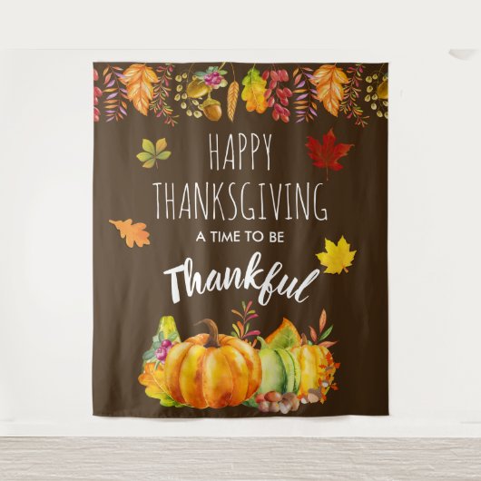 Happy Thanksgiving Pompoenen & Herfst Foliage Wandkleed (Voorkant)