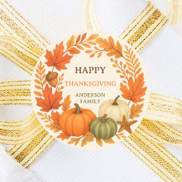Happy Thanksgiving pompoenen herfst gebladerte bei Ronde Sticker