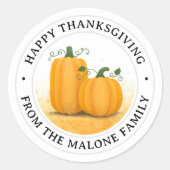 Happy Thanksgiving pompoenen herfstoogst Classic Ronde Sticker (Voorkant)