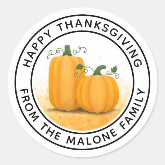 Happy Thanksgiving-pompoenen herfstoogst Ronde Sticker (Voorkant)