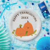 Happy Thanksgiving pompoenen op hout Papieren Bordje (Feest)