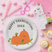 Happy Thanksgiving pompoenen op hout Papieren Bordje (Feest)