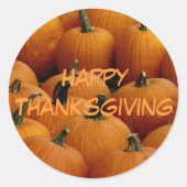 happy Thanksgiving, pompoenen Ronde Sticker (Voorkant)