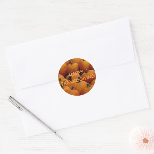 happy Thanksgiving, pompoenen Ronde Sticker (Envelop)