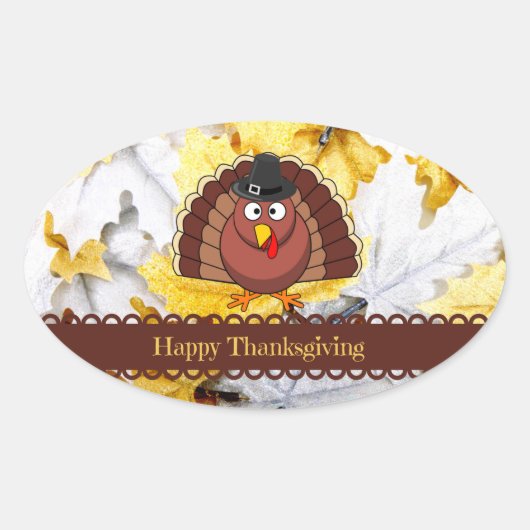 Happy Thanksgiving, populair design, oval Sticker (Voorkant)