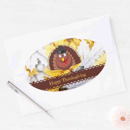 Happy Thanksgiving, populair design, oval Sticker (Envelop)