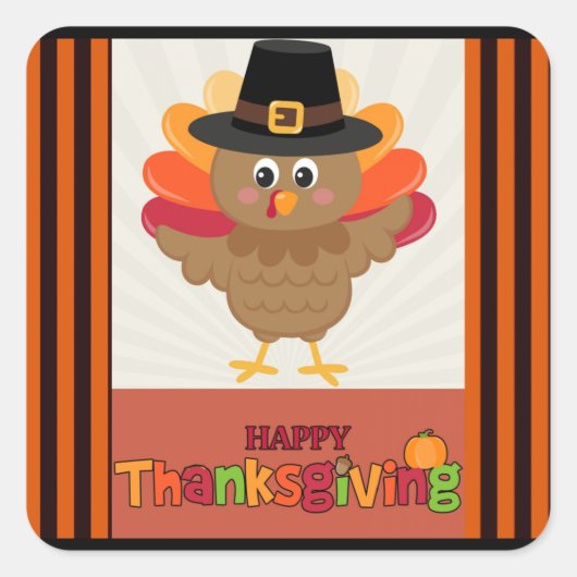 Happy Thanksgiving, populair design, oval Sticker (Voorkant)