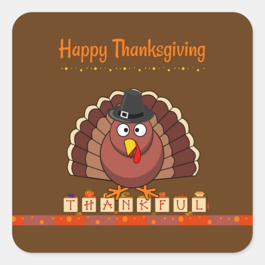 Happy Thanksgiving, populair design, Vierkante Sticker (Voorkant)