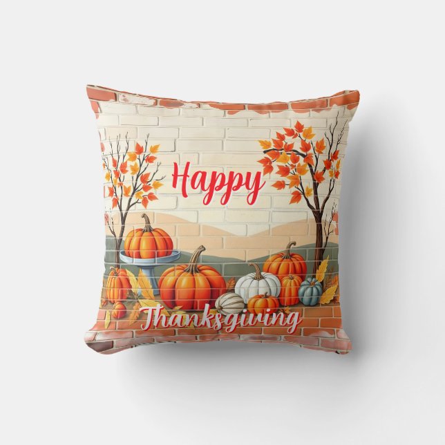 Happy Thanksgiving Populaire Mooie Herfst Kussen (Voorkant)