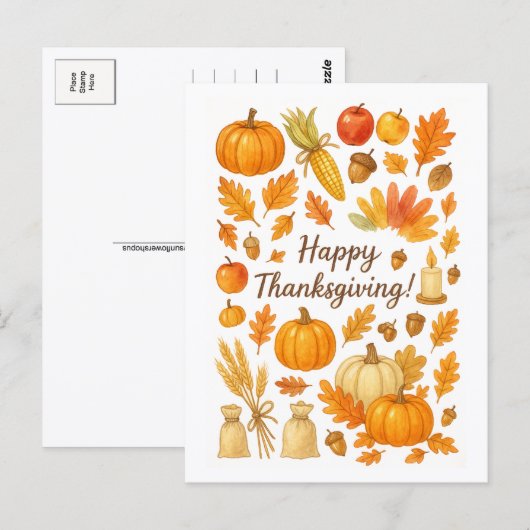 Happy Thanksgiving Postcard Briefkaart (Voorkant / Achterkant)