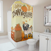 Happy Thanksgiving Pug Douchegordijn (In situ)