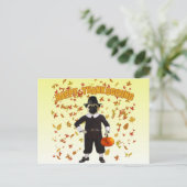 Happy Thanksgiving Pug Postcard Feestdagenkaart (Staand voorkant)