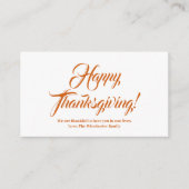 Happy Thanksgiving pumpkin aangepast script elegan Informatiekaartje (Voorkant)