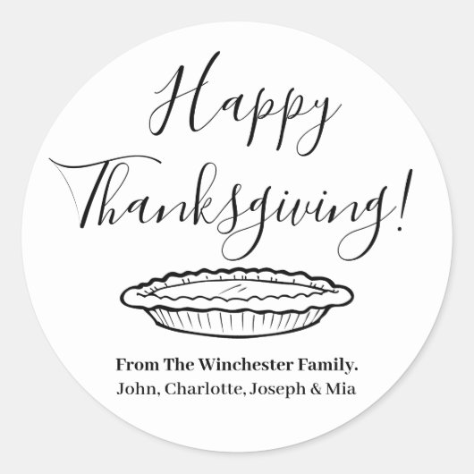 Happy Thanksgiving pumpkin aangepast script schatt Ronde Sticker (Voorkant)