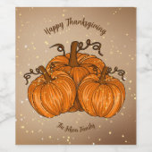Happy Thanksgiving Pumpkin Beverage Label set Wijn Etiket (Enkel label)