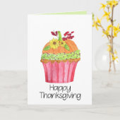 Happy Thanksgiving Pumpkin Cupcake Kaart (Gele Bloem)