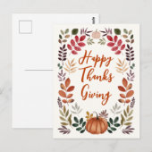 Happy Thanksgiving Pumpkin en herfst Leaves Briefkaart (Voorkant / Achterkant)