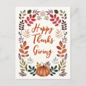 Happy Thanksgiving Pumpkin en herfst Leaves Briefkaart (Voorkant)