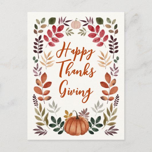 Happy Thanksgiving Pumpkin en herfst Leaves Briefkaart (Voorkant)