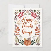 Happy Thanksgiving Pumpkin en herfst Leaves Feestdagenkaart (Voorkant)