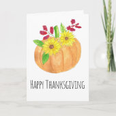 Happy Thanksgiving Pumpkin en zonnebloemen Kaart (Voorkant)