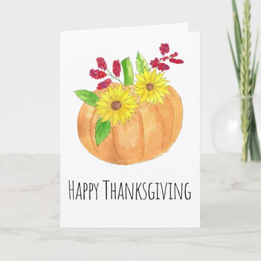 Happy Thanksgiving Pumpkin en zonnebloemen Kaart (Voorkant)