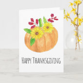 Happy Thanksgiving Pumpkin en zonnebloemen Kaart (Gele Bloem)