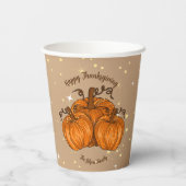 Happy Thanksgiving Pumpkin Glitter Papieren Bekers (Achterkant)