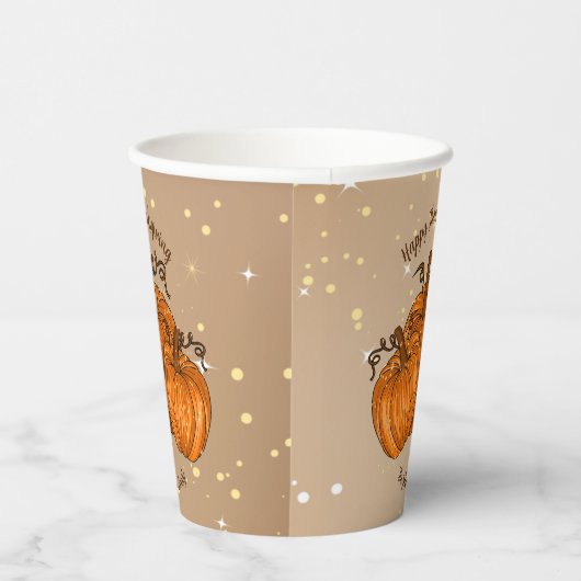 Happy Thanksgiving Pumpkin Glitter Papieren Bekers (Rechts)