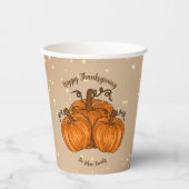 Happy Thanksgiving Pumpkin Glitter Papieren Bekers (Voorkant)