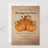 Happy Thanksgiving Pumpkin Glitter Uitnodiging (Voorkant)