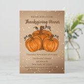 Happy Thanksgiving Pumpkin Glitter Uitnodiging (Staand voorkant)