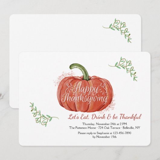 Happy Thanksgiving Pumpkin Kaart (Voorkant / Achterkant)