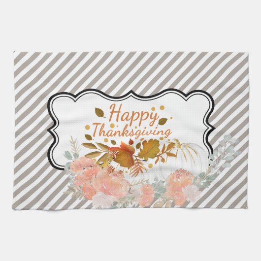  Happy Thanksgiving Pumpkin Kitchen Towel Theedoek (Horizontaal)