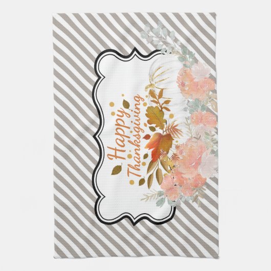  Happy Thanksgiving Pumpkin Kitchen Towel Theedoek (Verticaal)