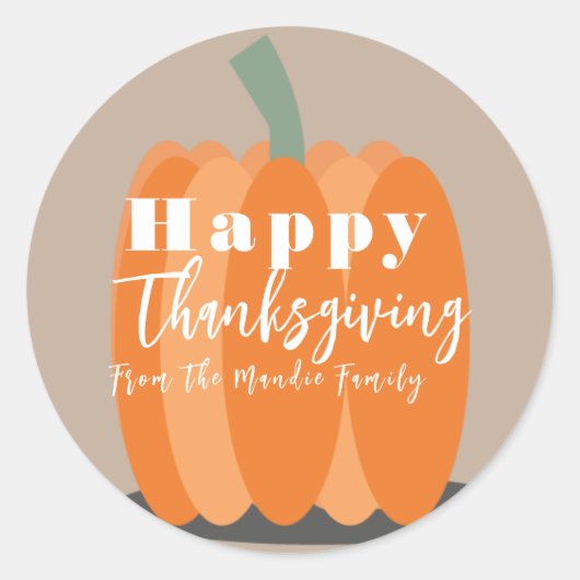 Happy Thanksgiving Pumpkin Large Favor Ronde Sticker (Voorkant)