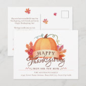 Happy Thanksgiving Pumpkin New Home Address Moving Aankondigingskaart (Voorkant / Achterkant)