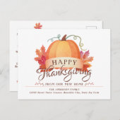 Happy Thanksgiving Pumpkin New Home Address Moving Aankondigingskaart (Voorkant / Achterkant)