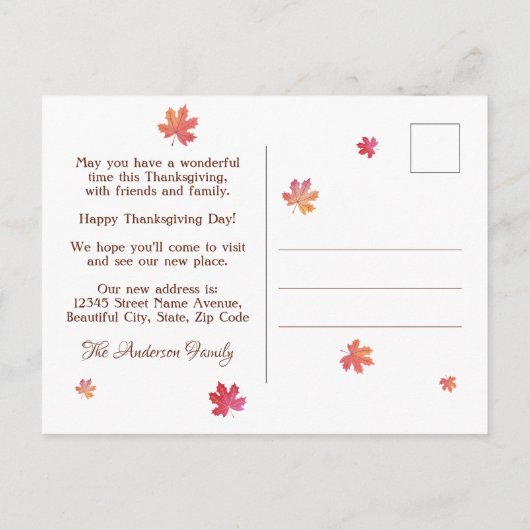 Happy Thanksgiving Pumpkin New Home Address Moving Aankondigingskaart (Achterkant)