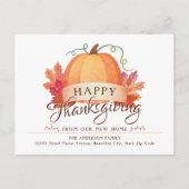 Happy Thanksgiving Pumpkin New Home Address Moving Aankondigingskaart (Voorkant)