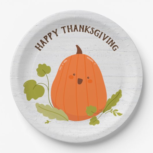 Happy Thanksgiving Pumpkin Papieren Bordje (Voorkant)