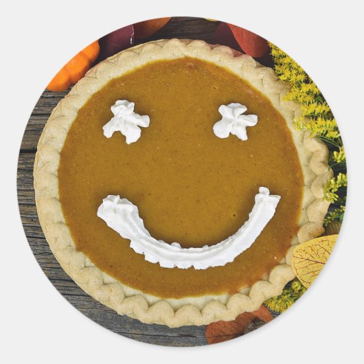 Happy Thanksgiving Pumpkin Pie Ronde Sticker (Voorkant)