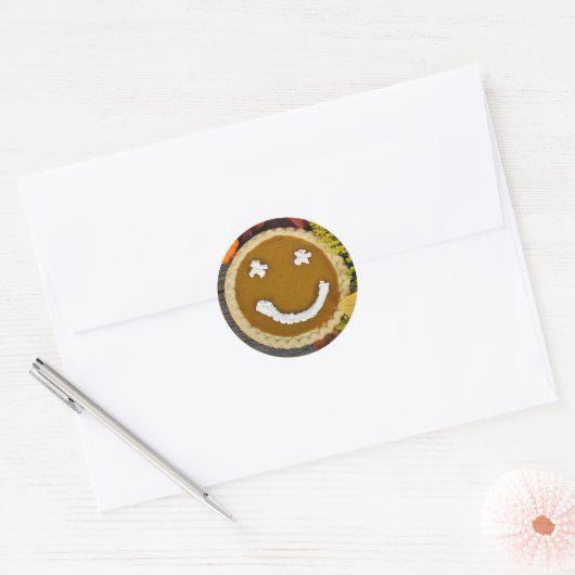 Happy Thanksgiving Pumpkin Pie Ronde Sticker (Envelop)