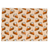 Happy Thanksgiving Pumpkin Pie Sinaasappel Gingham Groot Cadeauzakje (Achterkant)