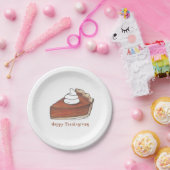 Happy Thanksgiving Pumpkin Pie Slice Whipped Cream Papieren Bordje (Feest)
