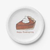 Happy Thanksgiving Pumpkin Pie Slice Whipped Cream Papieren Bordje (Voorkant)