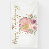 Happy Thanksgiving Pumpkin Pink en Glitter Spandoek (Verticaal)